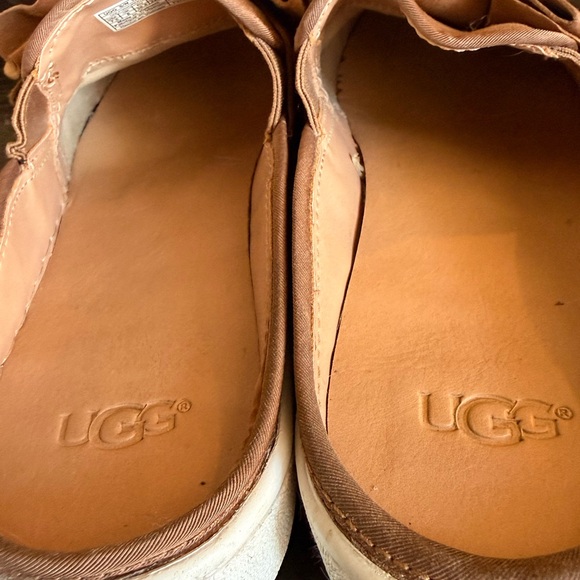 UGG Women's Tan Suede Bow Loafers - Picture 3 of 6
